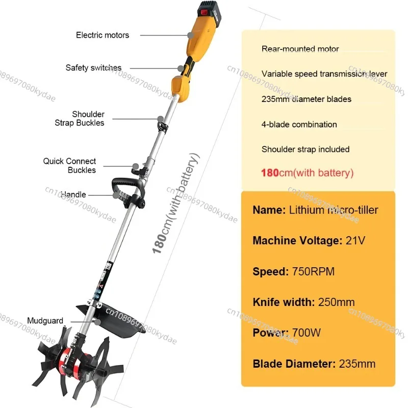 Lawn Mower Looseners Lithium-ion Battery Electric Cultivator Portable Handheld Mini Cultivator Microtiller Rotary Tiller