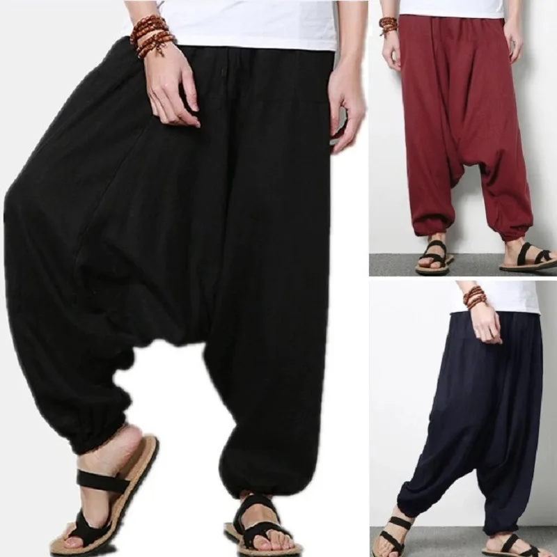 Medieval Men Cosplay Haroun Trousers Loose Casual Traditional Chinese Clothing For Men Hakama Samurai Costume Hip Hop Rock