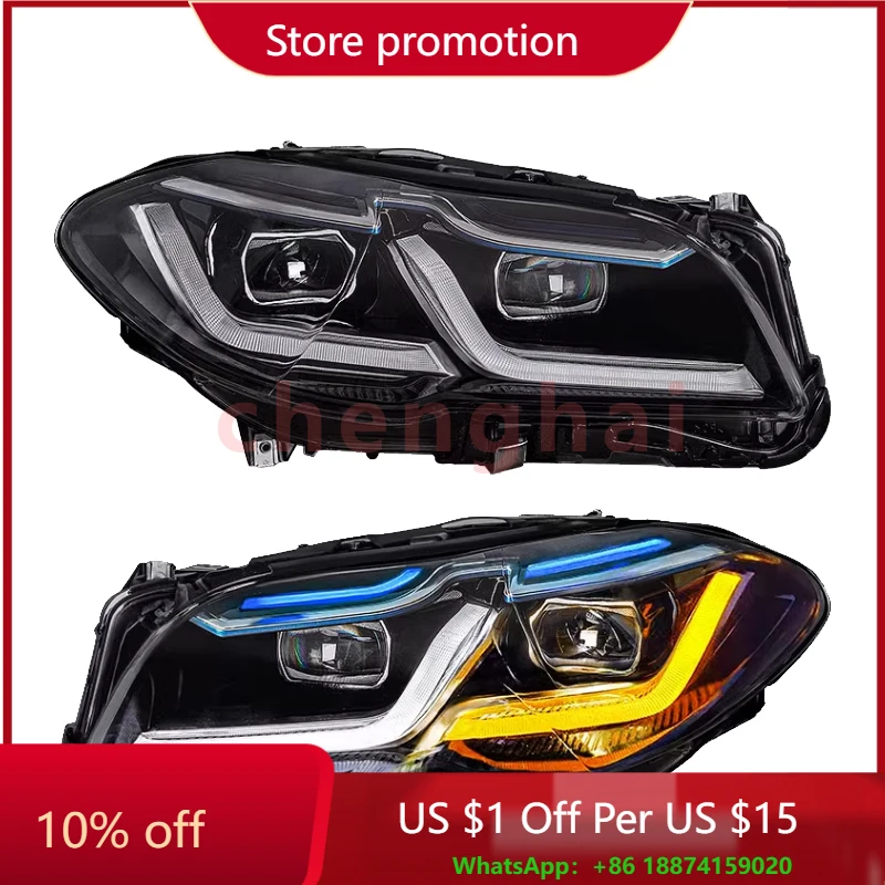 

Оптовая продажа автомобильных светодиодных фар BMW 5 серии F10 Фара 2011-2017 Обновление переднего света F18 Светодиодные фары Светодиодные фары для BMW