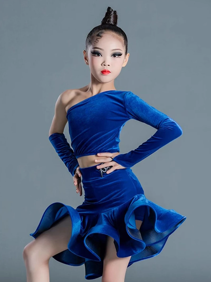 

Autumn Winter Latin Dance Costumes Girls Performance Costumes Fishtail Skirts Childrens Professional Practice Training Dancewear