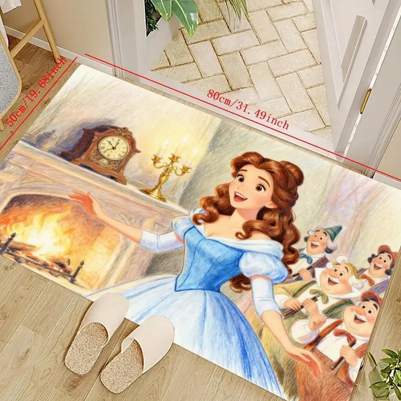 

1 шт., очаровательный коврик Belle Fairytale Princess с героями мультфильмов, яркий очаровательный коврик для сцены замка со поющими компаньонами, мягкий