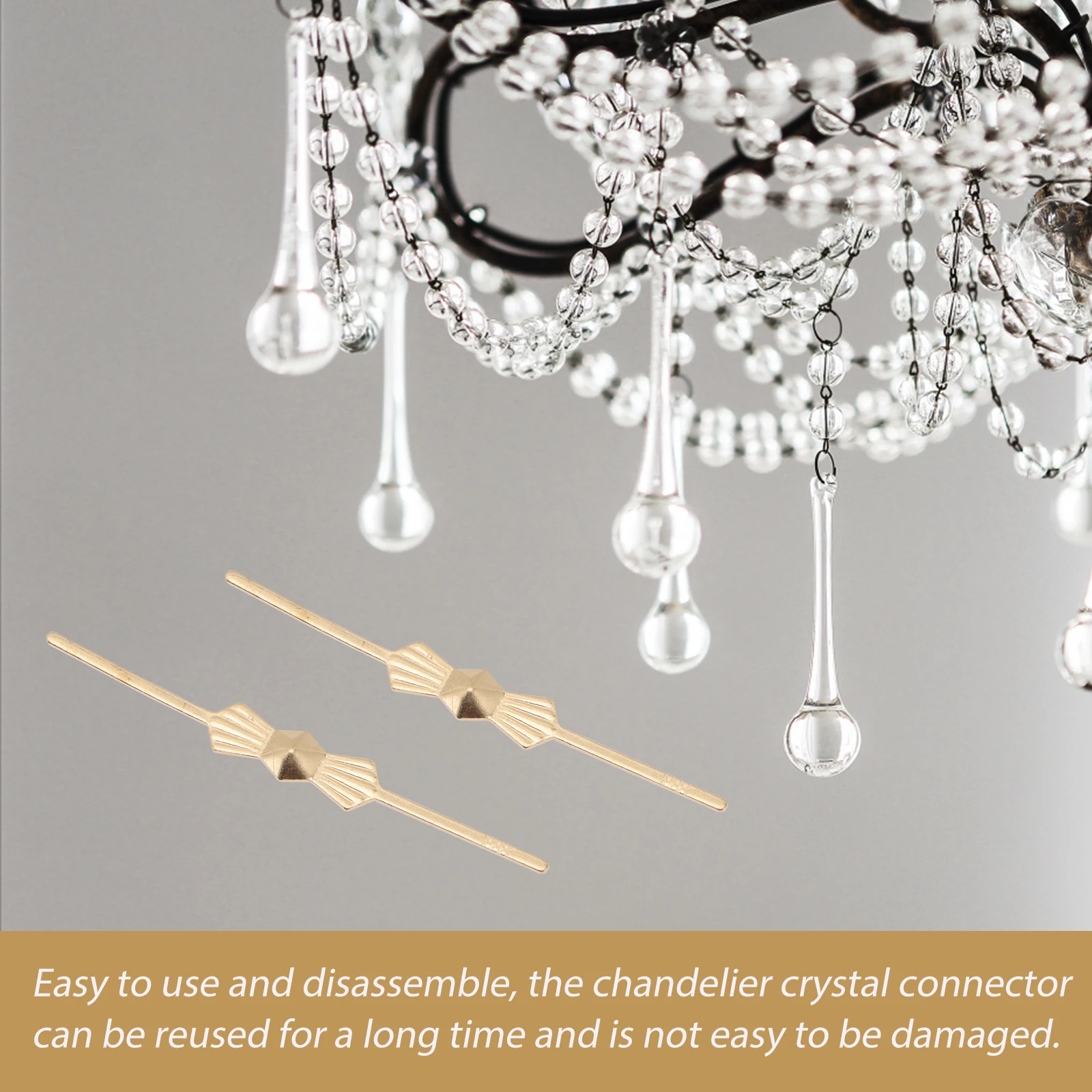 

200Pcs Crystal Bead Curtain Connectors Bowtie Clips Chandelier Accessories Gold Tone Metal