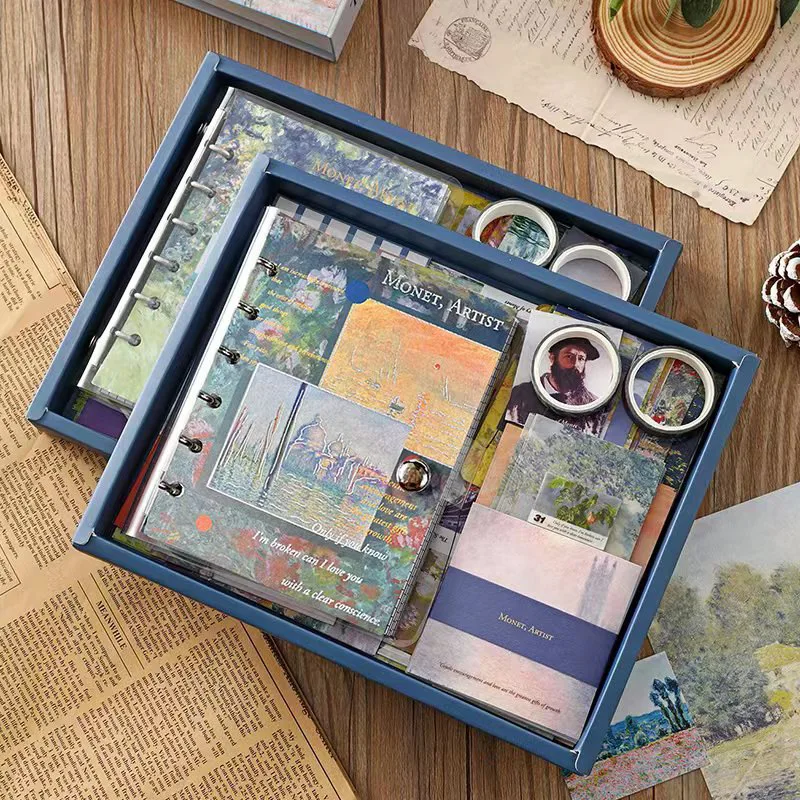Vintage European-Style Journal Gift Box Set, Simple Van Gogh and Monet Oil Painting Journal Tools, Sticker Gift Box, Journal Sticker Material Set, Journal Gift Box, Gift for Journal Enthusiasts