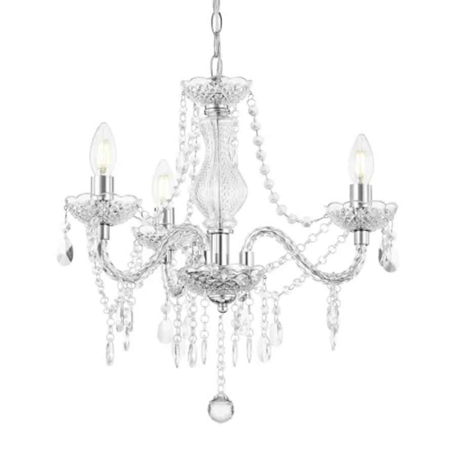 Chandeliers for Dining Room, 3-Light Acrylic Ceiling Light Adjustable ChainandE12 Base Pendant Light for Bedroom, Dining Room,