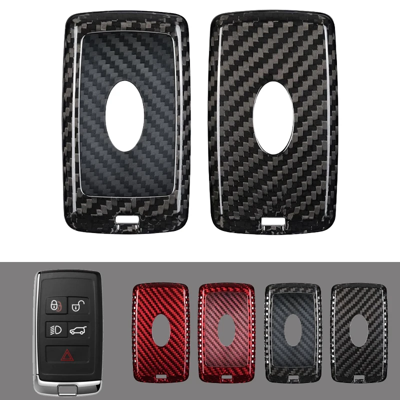 Carbon Fiber Car Key Fob Case Cover For Land Rover Range Rover Evoque Sport Freelander 2 Discovery For Jaguar E-Pace I-Pace XF