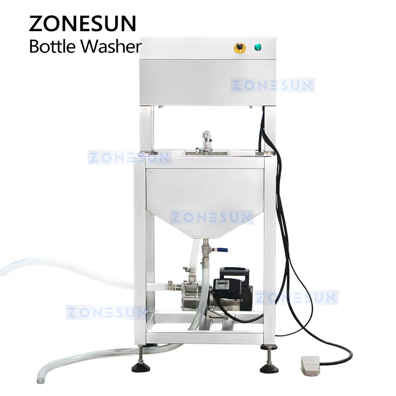 ZONESUN Semi Automatic Double Head Bottle Washing Cleaning Machine Plastic Glass Bottle Glass Jar Rinsing Equipment ZS-WB2S