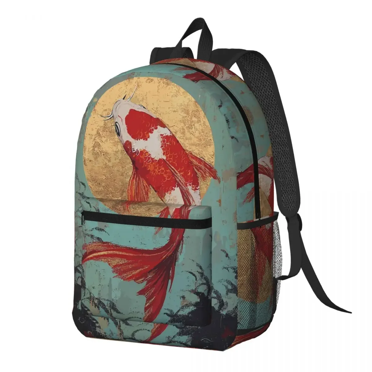 Lucky Koi Fish Painting Art Backpack Daypack Large Capacity Children BookBag School Bag Shoulder Bags for Men Women
