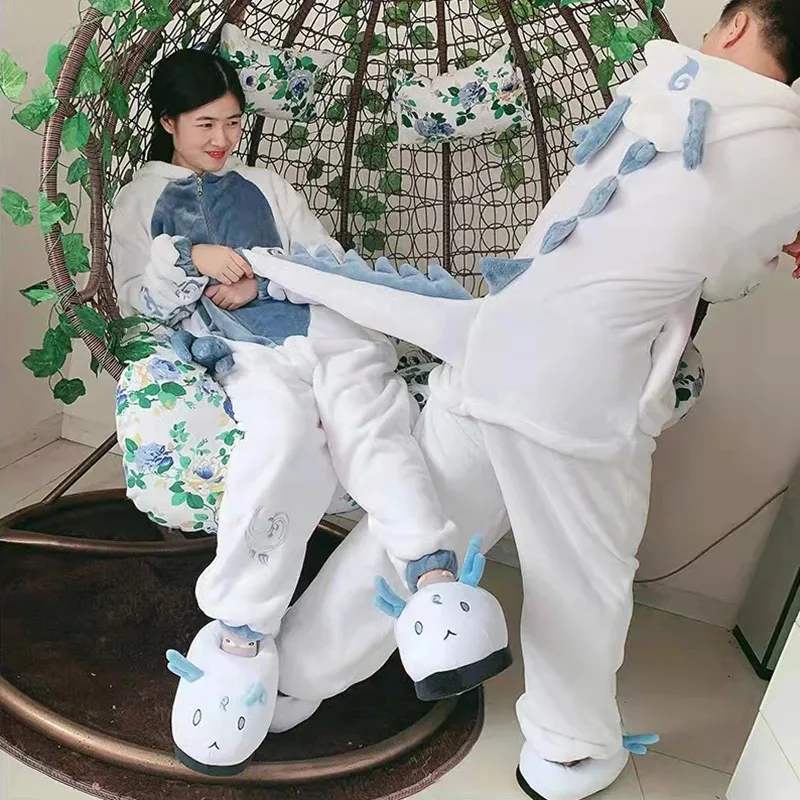 qq34Anime Kurama Nine Tailed Fox Pajamas Cosplay Costume Adult Men Women Jumpsuits Summer Winter Flannel Embroidery Home Sleepwe view 5