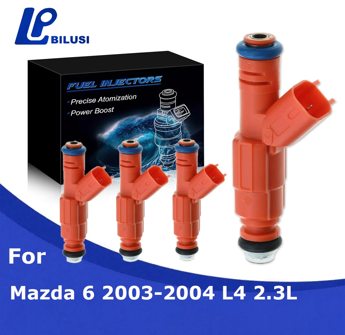 

Bilusi Fuel Injectors Compatible with Mazda 6 2003-2004 L4 2.3L Set of 4 Replace# L30913250A 0280156156