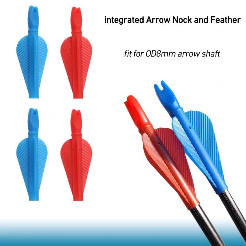 Integrated Arrow Feather Conjoined Arrow Nocks Arrow Tails Plastic Unibody Design Archery Accessories Used on ID8mm Arrow Shafts