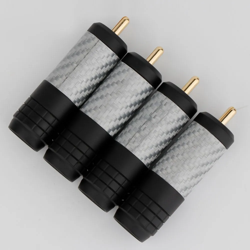 

Preffair R1773 Gold Plated RCA Brass Inset Carbon Fiber RCA PLUGS CONNECTORS RCA Plug RCA PLUG FOR AUDIO CABLE