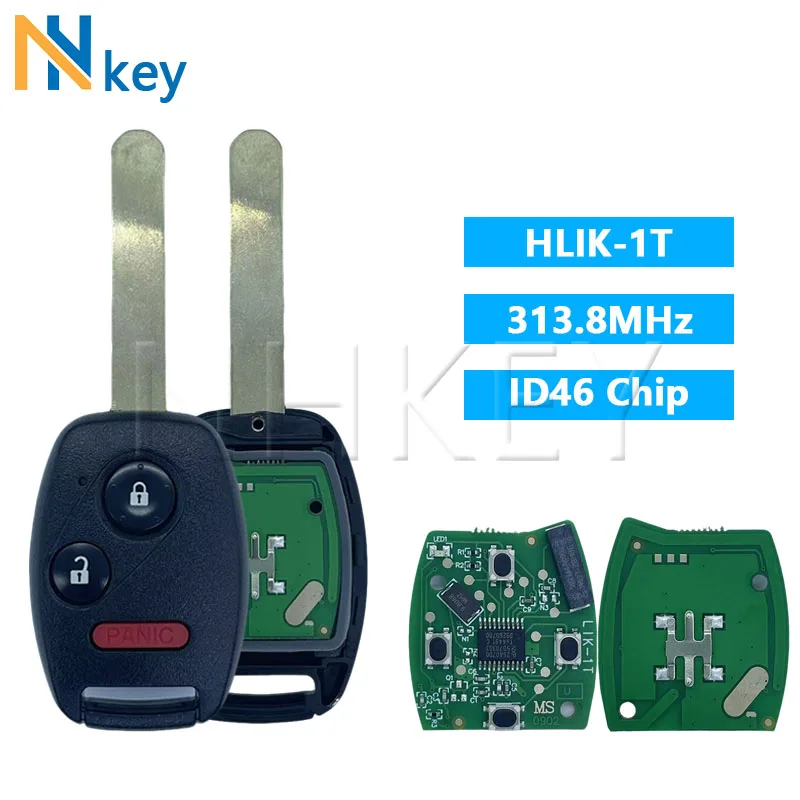 กุญแจรีโมทรถยนต์ NHKEY สำหรับ Honda CR-V Accord Element Pilot HR-V Fit City Jazz Odyssey Fleed /HLIK-1T 313.8MHZ ชิป ID46