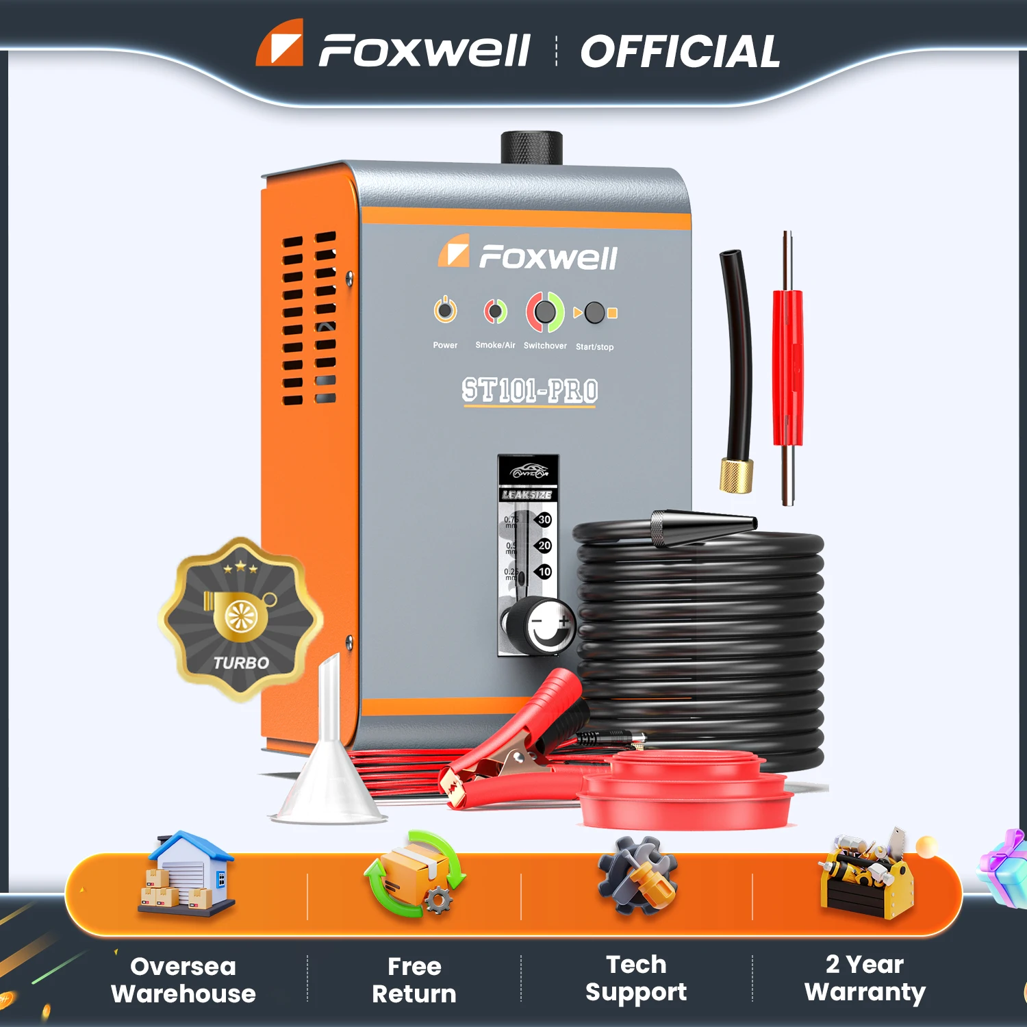 FOXWELL ST101 PRO EVAP Smoke Leak Detector Turbo Built-in Air Pump Car Smoke Generator Leakage Locator Auto Mechanical Tools