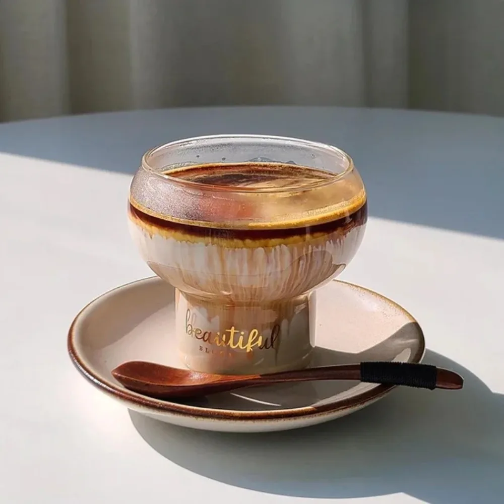 Korean Transparent Glass Cup Coffee Mugs Twisted Water Cup Milk Whiskey Coffee Cold Drink Cup Kitchenware Table Decoration