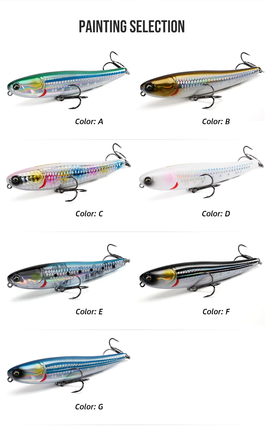 ALLBLUE BULLET MULLET 80mm/100mm Topwater Pencil Surface Walker Schwimmender Angelköder Walk The Dog Salzwasser Bass Hard Bait – Detail 8