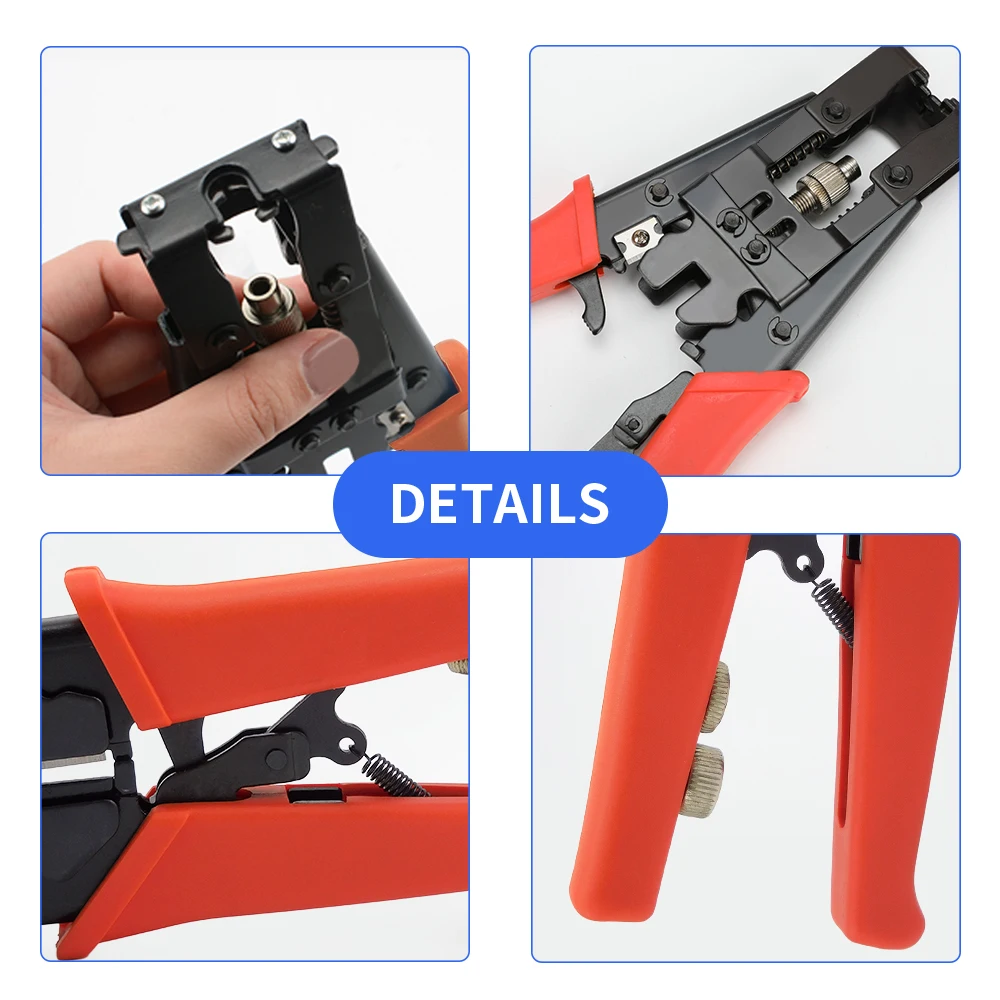 Koaxial-Kompressions-Crimpzangen-Set, RG6 RG58 RG59 Crimpzangen für F-, BNC- und RCA-Steckverbinder mit RG6 RG11 Kabelabisolierer – Detail 8