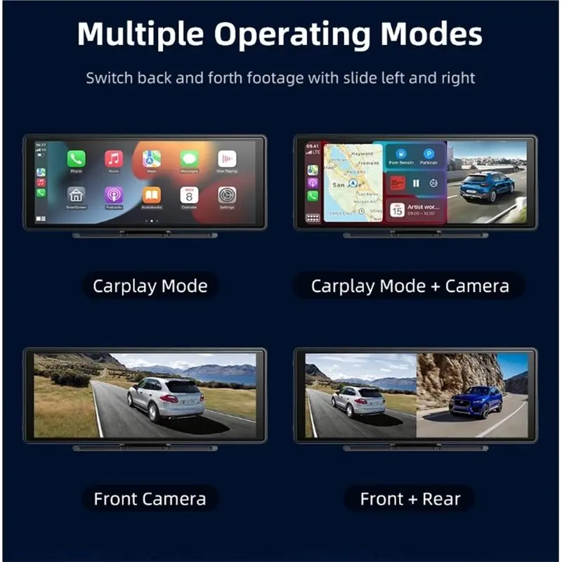 NEW HOT in Stock-Wireless Carplay& Android Auto Wifi Bluetooth GPS Navigation Car DVR Dash Camera Adjustable Front Lens