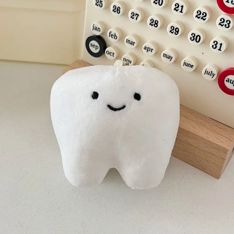 Cute Tooth Plush Toys Creative Smile Teeth Doll with Keychain Bag Little Pendant Gift For Kids Children