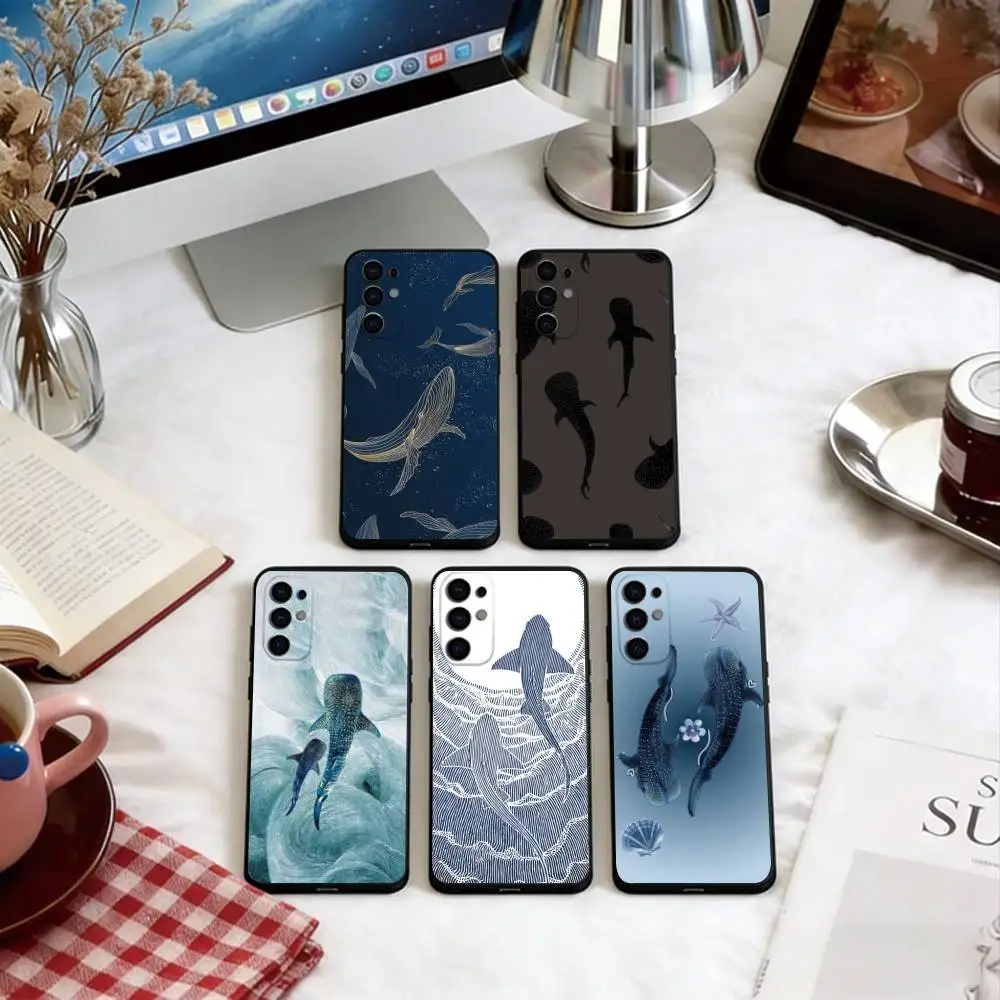 

Whale Pattern Phone Case For Samsung S25,S24,S21,S22,S23,S30,Ultra,S20,Plus,Fe,Lite,Note,10,Soft Black Cover