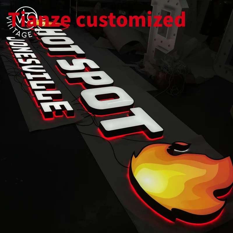 

(customized)Custom Face and back Lit Channel Sign Outdoor Waterproof Light Up Sign Business Signs Decor