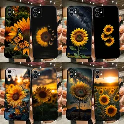 Beautiful Yellow Sunflower Phone Case For iPhone 15,14,13,12,11,Plus,Pro Max,XS,X,XR,SE,Mini,8,7 Soft Silicone Black Cover