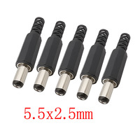 5/10Pcs DC Power Male Plug 5.5mm x 2.5mm Jack Adapter DC Plugs Solder Type Connector 5.5* 2.5mm For DIY Electronics Projects