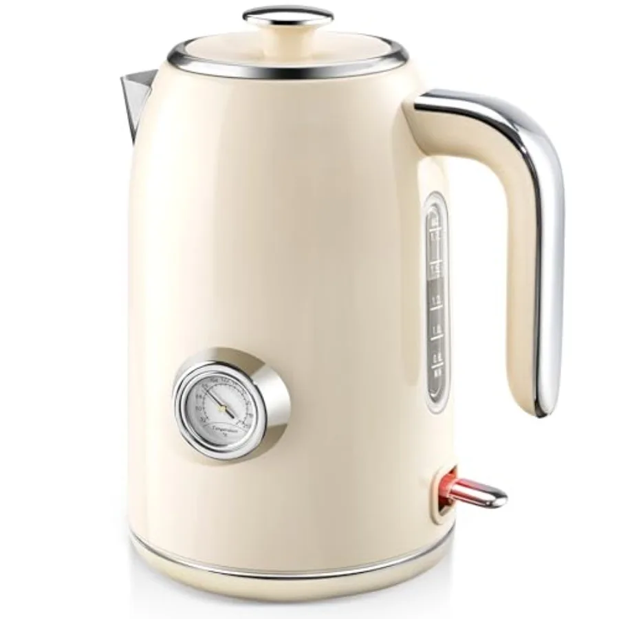 Electric Kettle 1.7L Stainless Steel Tea Kettle with Temperature Gauge 1500W Water Boiler with LED Light BPA-Free Auto Shut-Off
