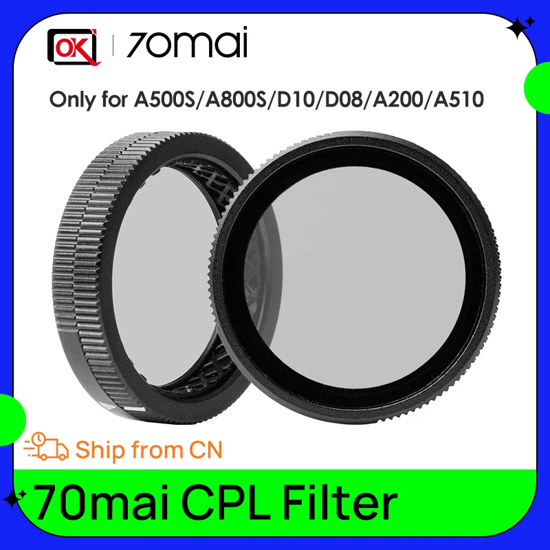 Filtro CPL TILLMANER Per Dashcam 70mai A800S/A500S/A510/A200/Lite2 D10/Lite D08 – Addio Riflessi E Abbagliamento!