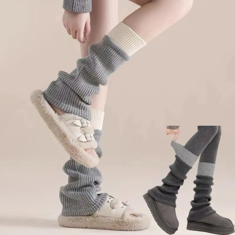 1-2-par-de-polainas-femininas-y2k-estilo-folgado-bicolores-para-uso-diario-casual-outono-inverno-para-botas-estilo-street-elasticas-cobertura-de-perna-ate-a-panturrilha