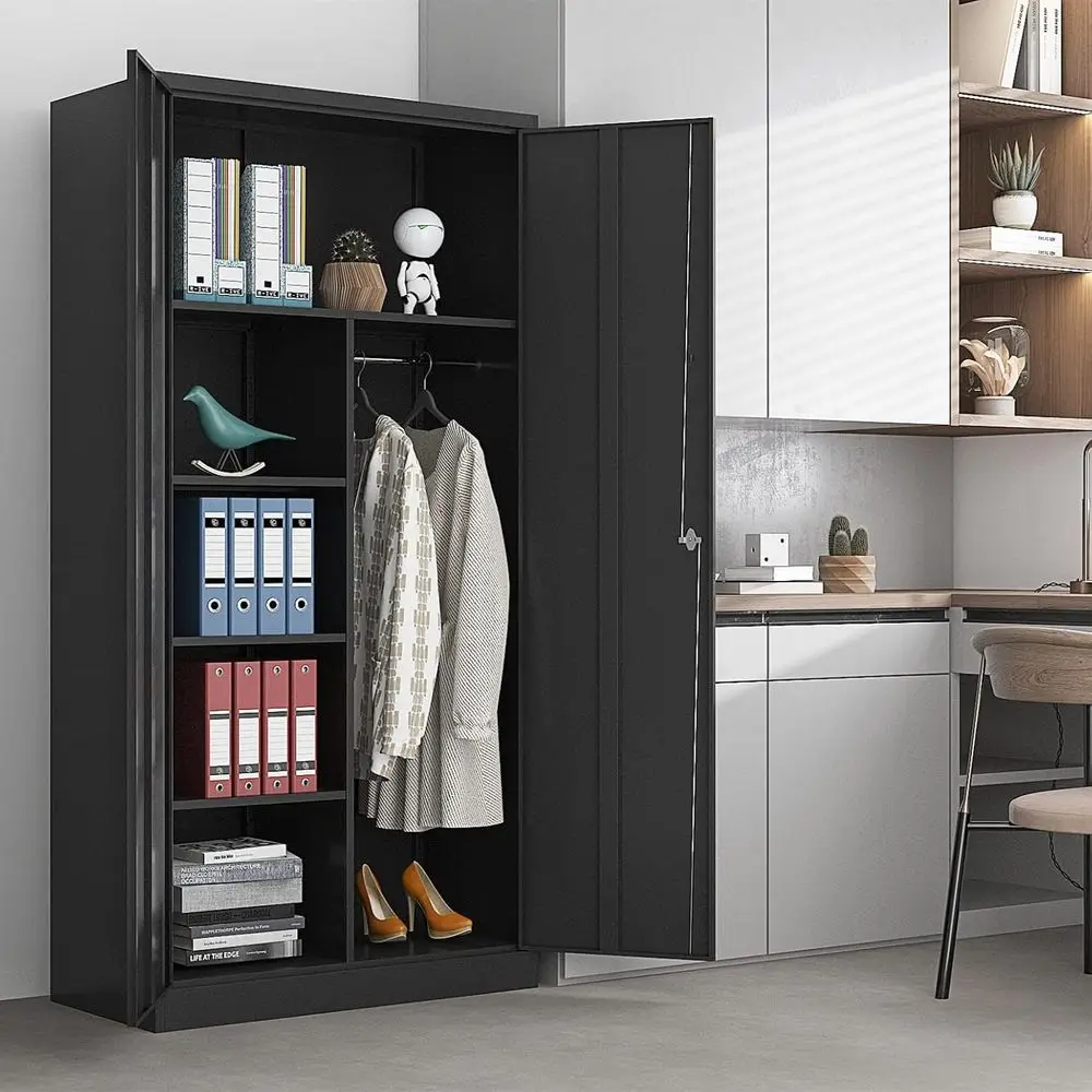 Metal Armoire Wardrobe Closet Cabinet or Hanging Clothes with Lock Do, -72