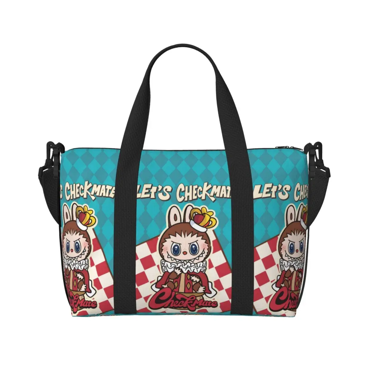 

Custom Doll L-Labubus Tote Bag for Women Large Capacity Cute Cartoon Gym Beach Travel Bags