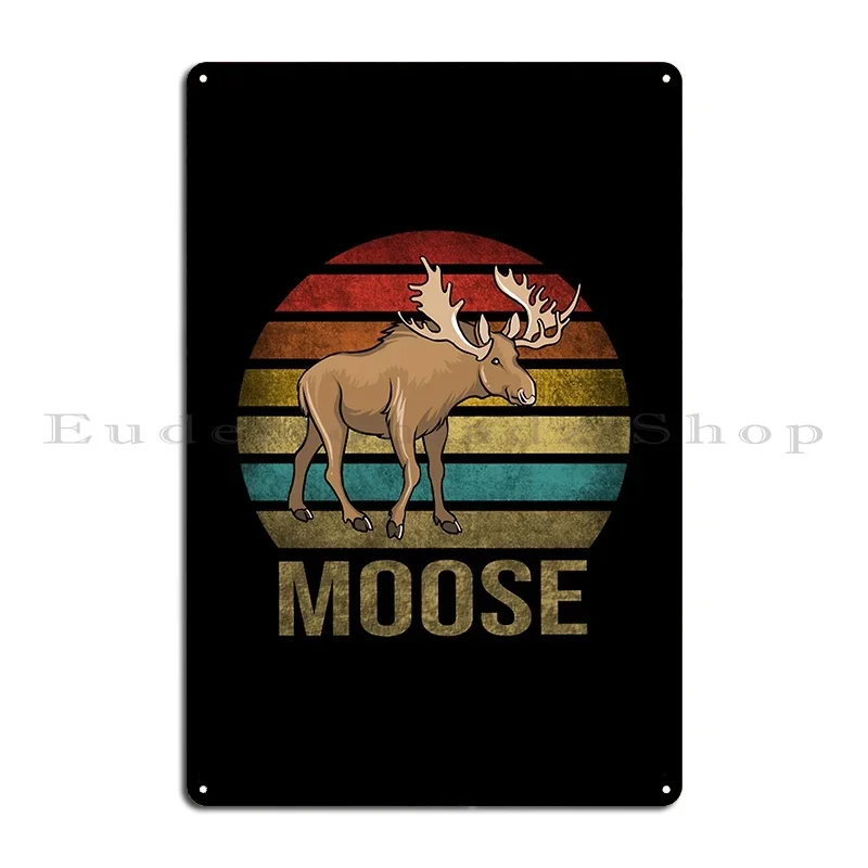 Moose Elk Deer Animal Retro Sunset Moose Metal Plaque Wall Cave Wall Mural Wall Cave Decoration Designer Tin Sign Poster