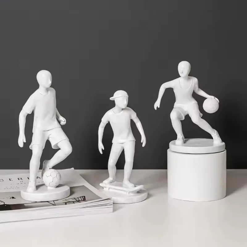 Resin Art Basketball Theme Modern Abstract Statue Ornament Living Room Study Decor Energetic Motivational Decor