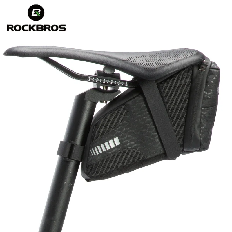 

ROCKBROS 1.5L Large Capacity Bicycle Rear Saddle Bag Reflective MTB Road Bike Tail Bags Durable Storage bag Can Hang Taillight