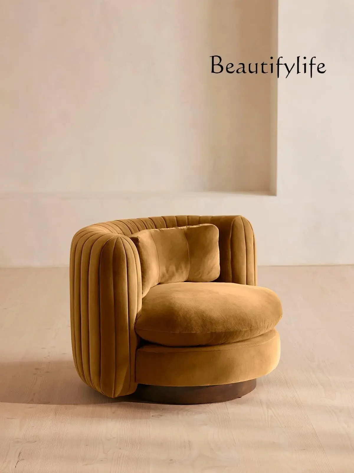 

X Nordic Round Living Room Lamb Wool Sofa Chair French Curved Medieval Single Leisure Chair