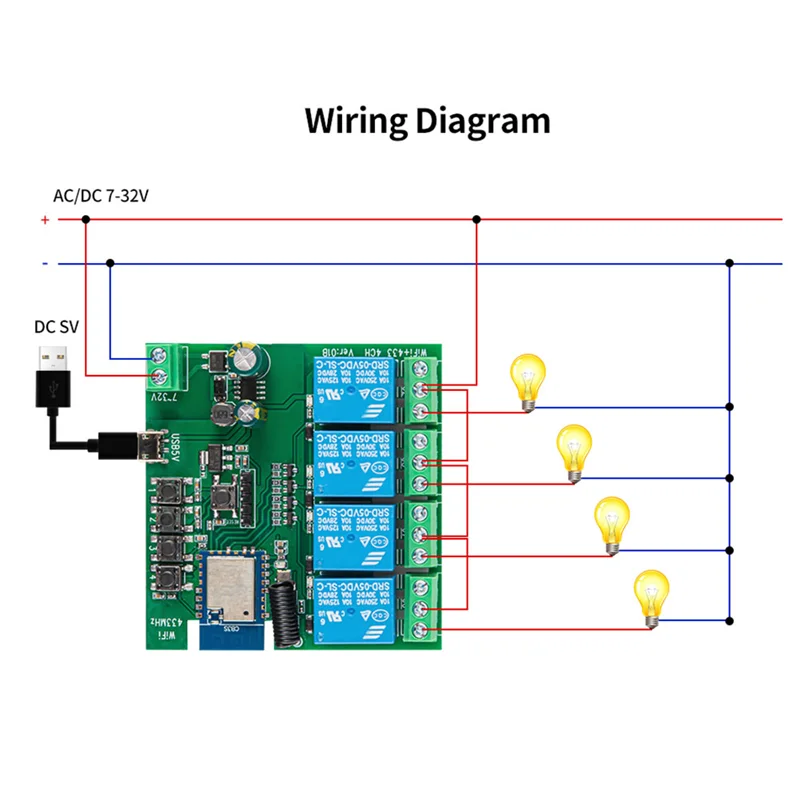 

Y23A-4CH Tuya Wi-Fi умный переключатель умный переключатель DIY таймер + пульт дистанционного управления 7-32 В USB 5 В 2,4G Wi-Fi Smartlife модуль домашней автоматизации для IFTT A