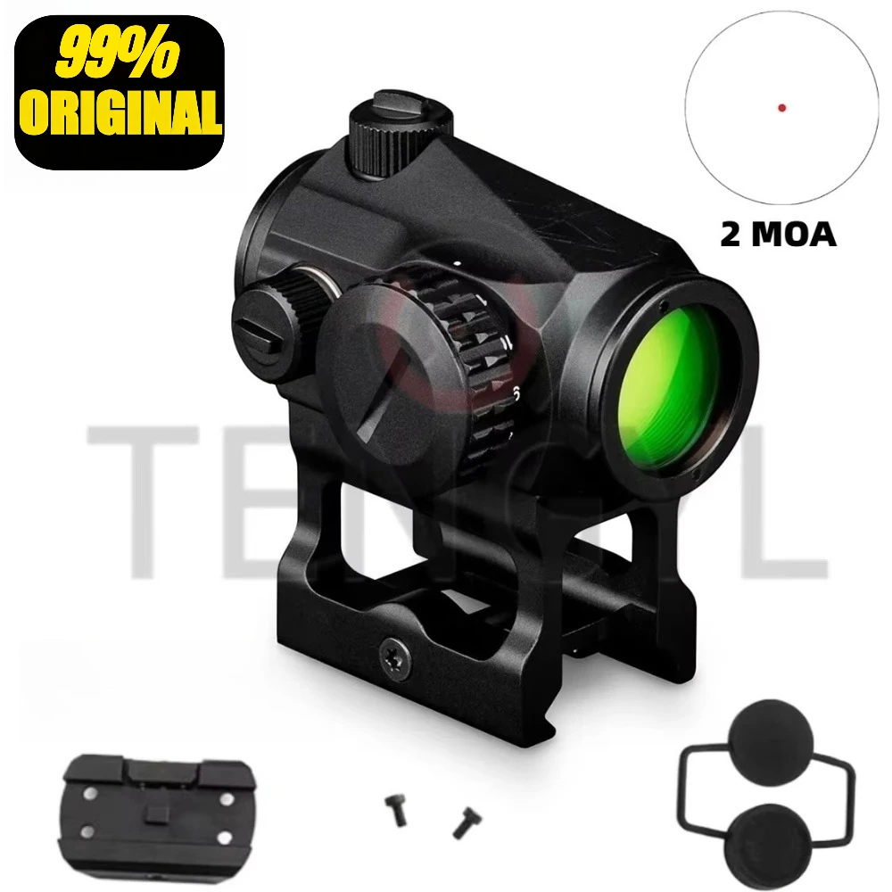 VT 99% Original Tactical Optics Red Dot Sight 2 MOA Scope With 20mm Riser 1/3 Co-witness Rail Mount