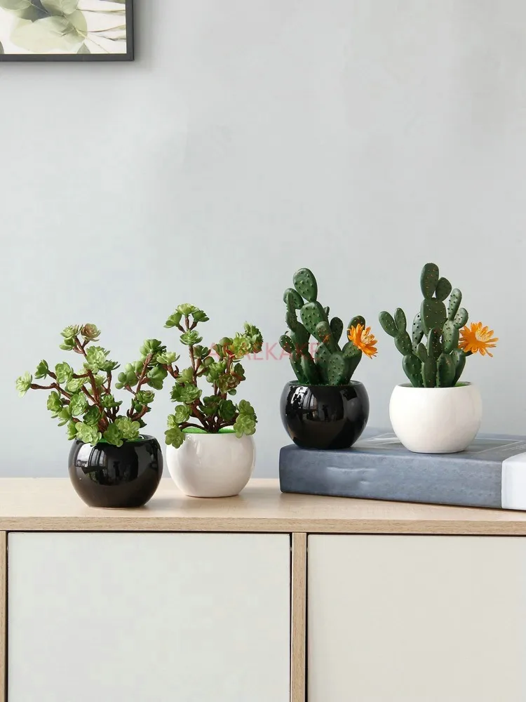 

1pcs Creative indoor desktop artificial flowers, green plants, decorative ornaments, home plants, potted plants, cacti, bonsai