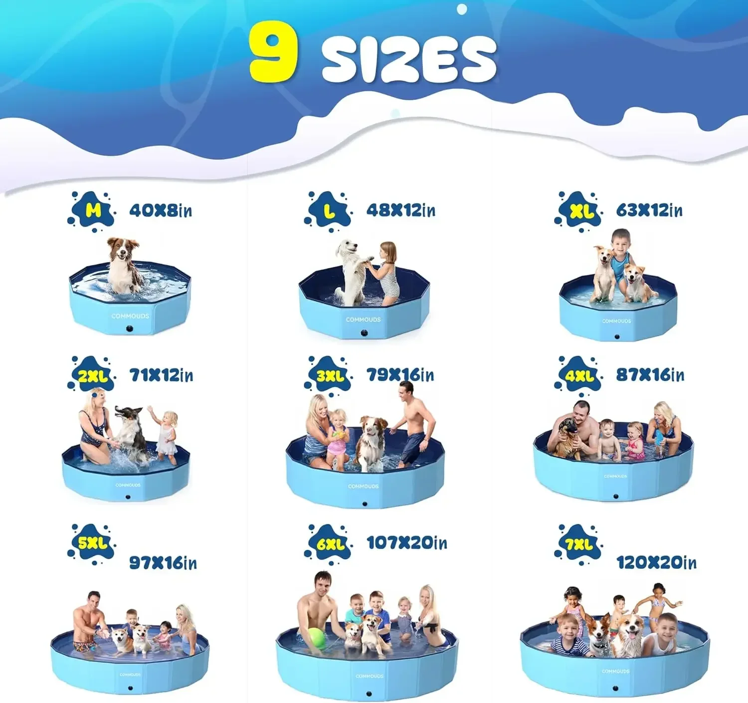 Foldable Extra Large Hard Plastic Dog Pool Collapsible Pet Bath Tub Wading Swimming Pool For Kids Puppy Small Medium Large Dogs