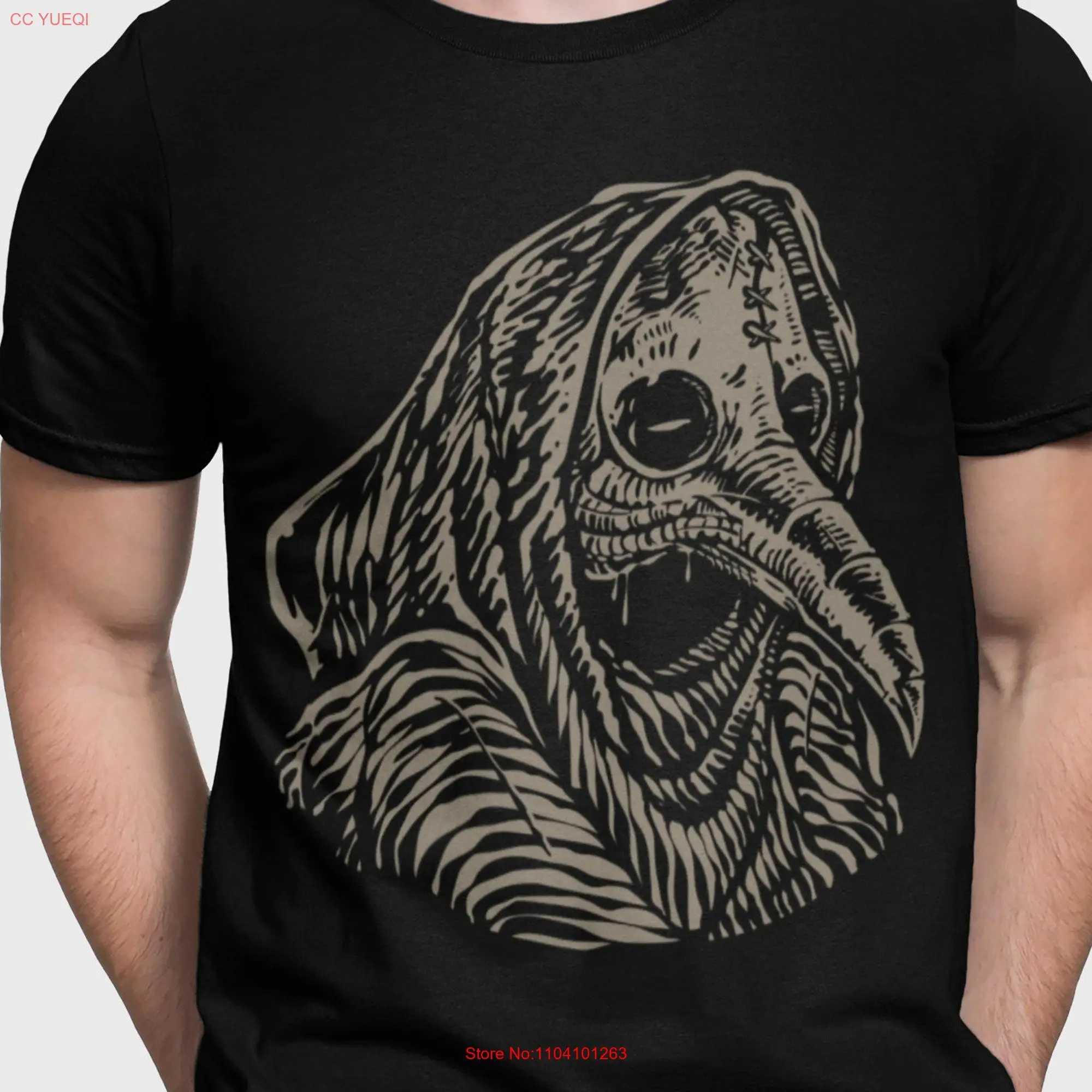 Black plague doctor shirt goth T gothic clothing men apocalyptic plus size bohemian streetwear long or short sleeves