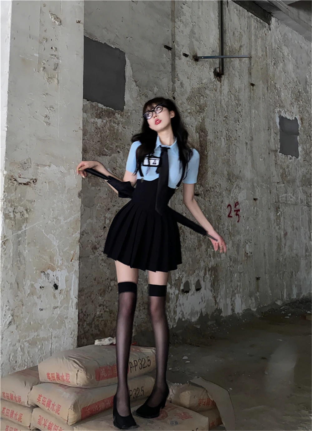 Sweet Spicy Academy Style JK Uniform Set Women's Summer 2024 Short Sleeve Shirt Corset Black Strap Pleated Skirt Full Set Girls