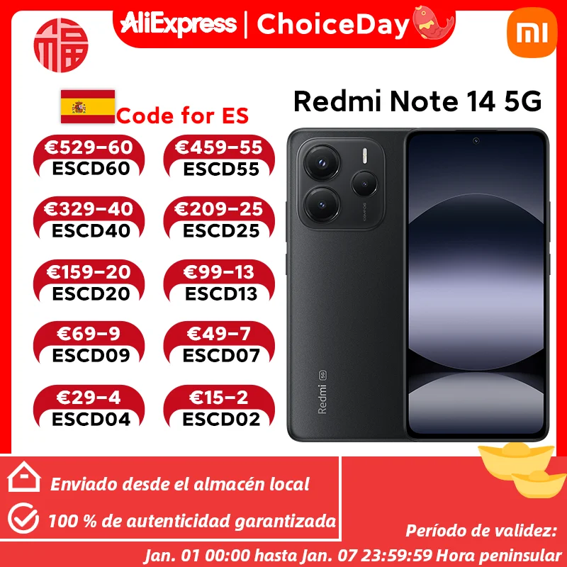Xiaomi Redmi Note 14 5G Version Europ�enne 8+256GB Dimensity 7025-Ultra AMOLED �cran 6,67