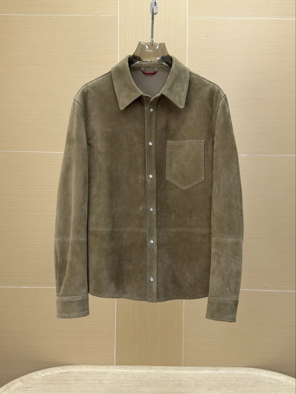 TF Men's Old Money Style 26 Autumn Winter New Lapel Suede Leather Shirt Style Lambskin Leather Zipper Casual Jacket