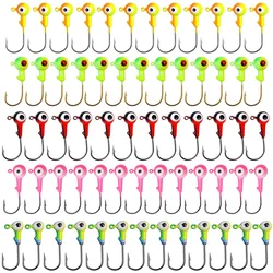 80Pcs/50Pcs/30Pcs Crank Jig Head Hook With Double Eyes Round Ball Lead Jig Head Fishing Hook For Bass Trout Soft Worm Lures