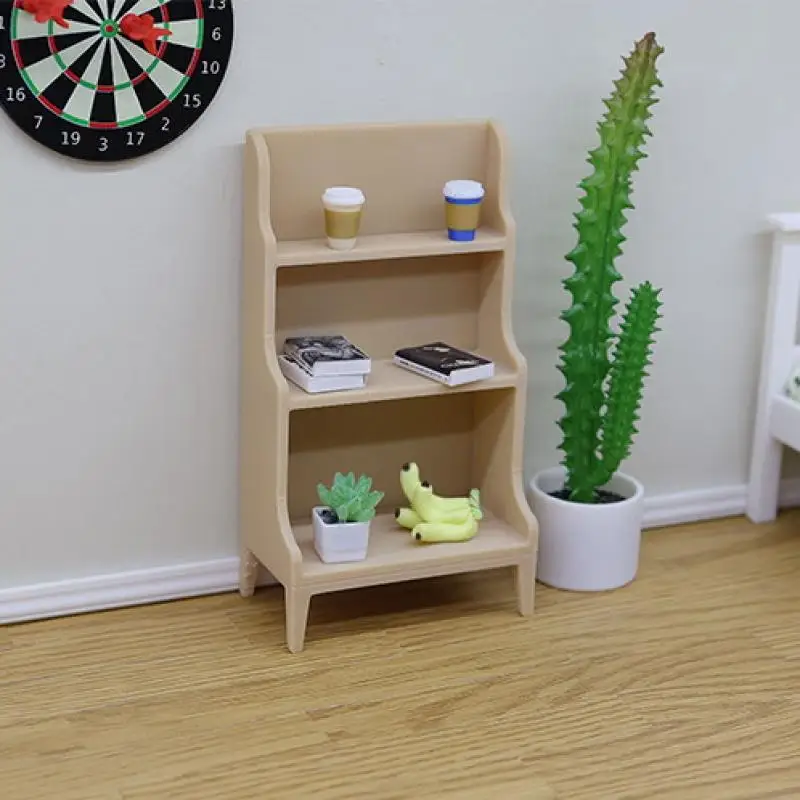 ชั้นวางของตุ๊กตา 1 ชิ้น รุ่น 1/12 แบบจำลองขนาดเล็ก ชั้นวางของ 3 ชั้น เฟอร์นิเจอร์ตกแต่งฉากจิ๋ว อุปกรณ์ประกอบฉากสำหรับการสร้างฉาก