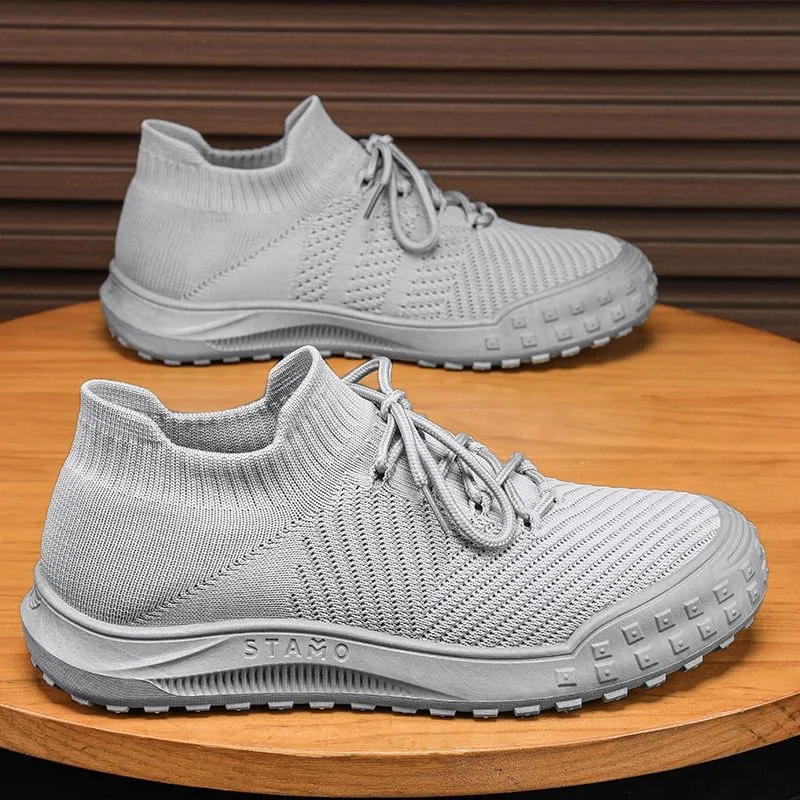 Men Shoes Flying Woven Casual Shoes Wear-Resistant Running Shoes Non-Slip Breathable Sneakers Send Shoelaces Zapatillas Sneakers