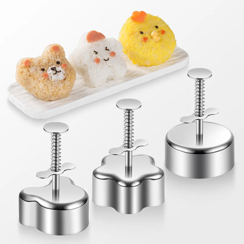 Stainless Steel Non-Stick Sushi Maker Press Maker Rice Ball Mold Triangle Heart-shaped Sushi DIY Kitchen Tools Bento Accessories