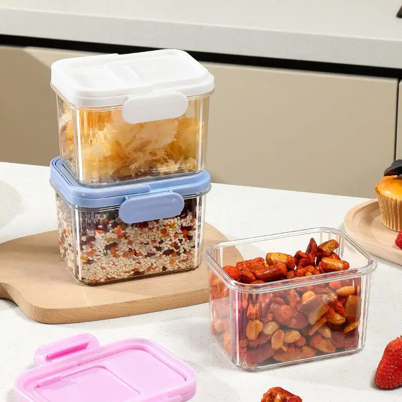 Airtight Plastic Food Storage Containers With Handle And Lids Leakproof Portable Snack Boxes For Picnic