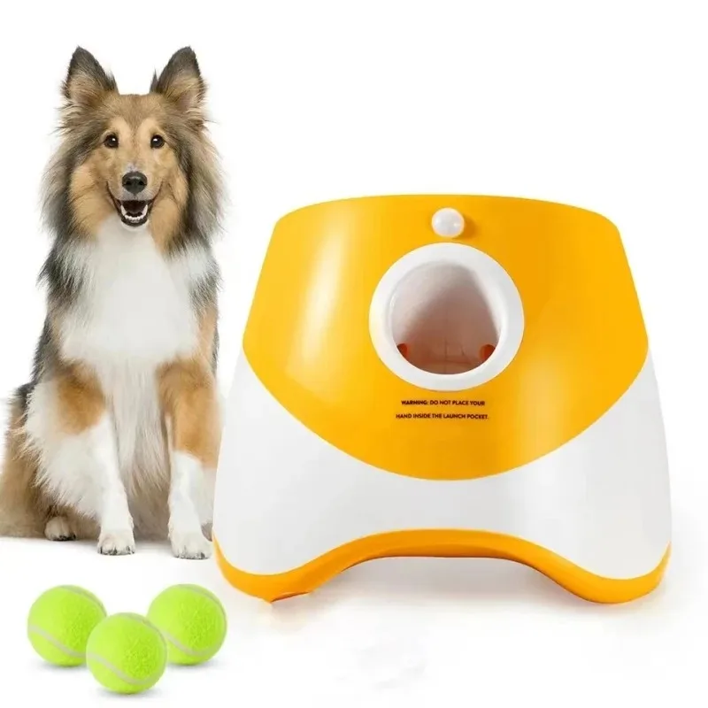 Automatic Dog Tennis Ball Launcher Rechargable Pet Dogs Chase Toy Mini Tennis Throwing Pinball Machine Interactive Throw Device