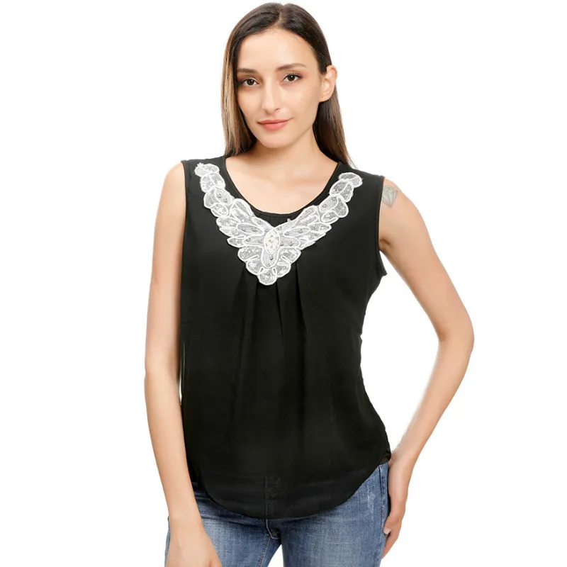 

Женские топы и блузки: белая шифоновая блузка без рукавов для офиса, большие размеры 5XL, 6XL